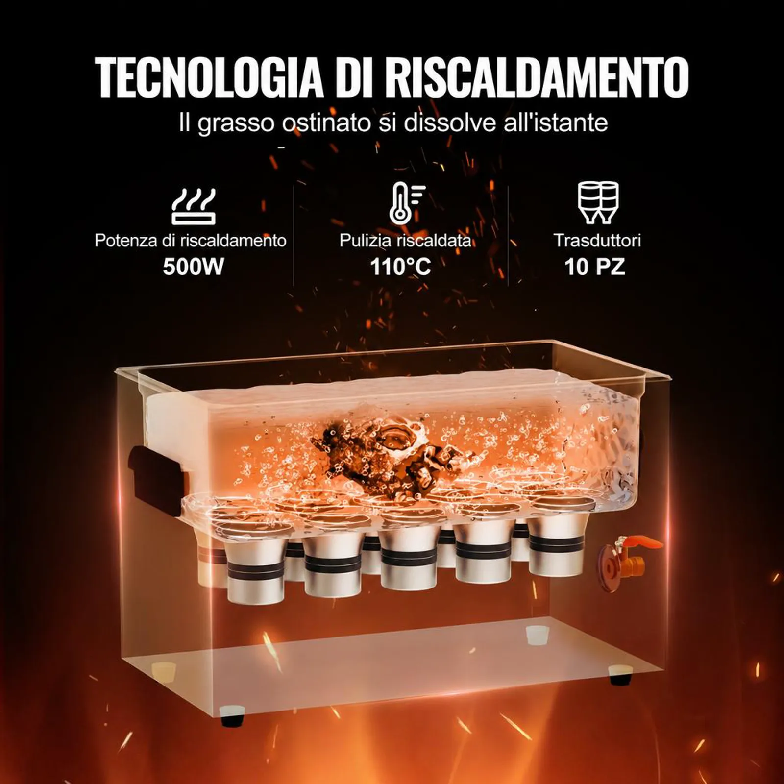 VEVOR Pulitore ad Ultrasuoni 30L con Timer Riscaldante Cestello, Macchina Digitale a Cavitazione Sonica, Pulitrice Ultrasuoni 600 W per Strumenti di Orologi, Occhiali, Monete, Utensili Metallici