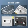 VEVOR Pulitore ad Ultrasuoni 3L con Timer Riscaldante Cestello, Macchina Digitale a Cavitazione Sonica, Pulitrice Ultrasuoni 120 W per Strumenti di Orologi, Occhiali, Monete, Utensili Metallici
