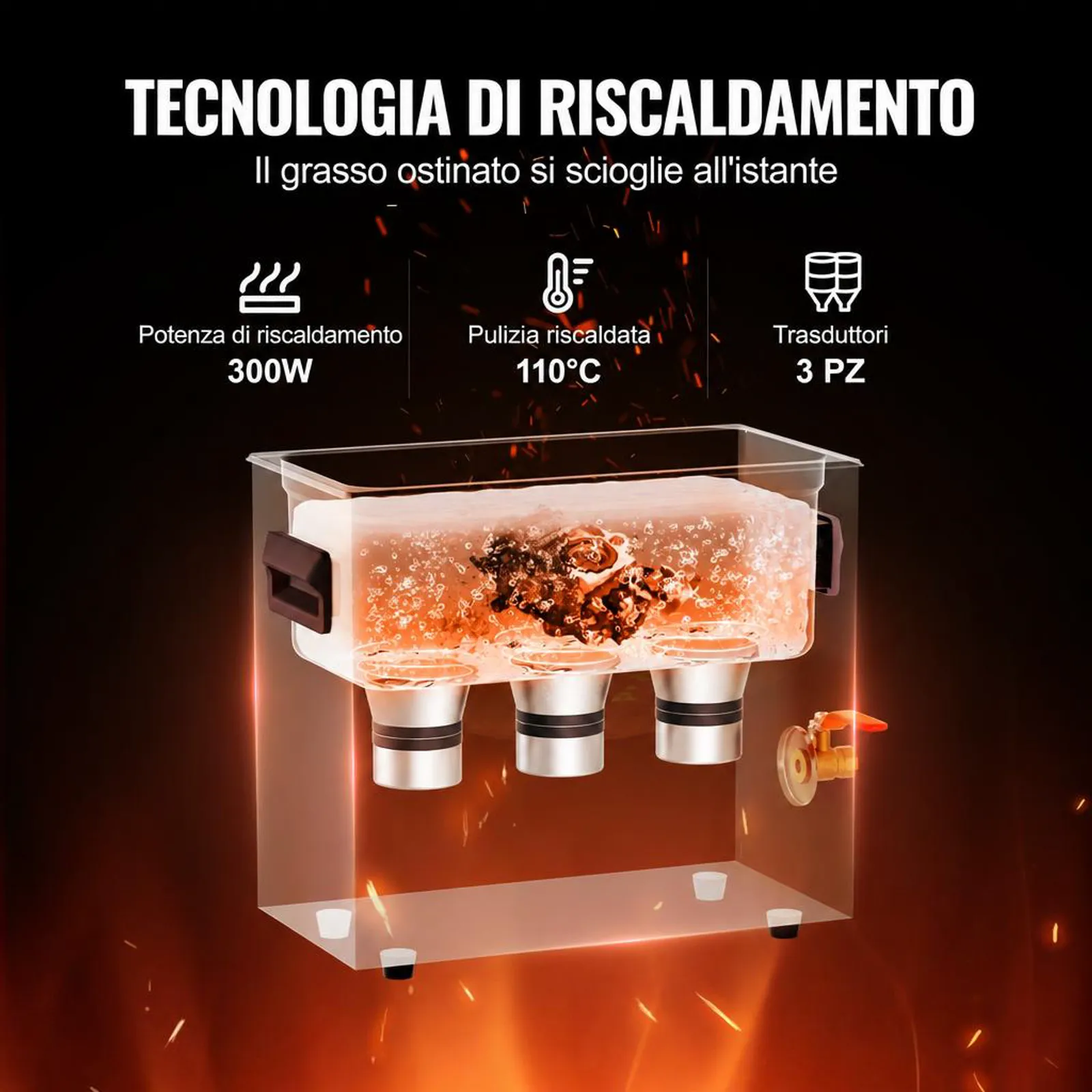VEVOR Pulitore ad Ultrasuoni 6L con Timer Riscaldante Cestello, Macchina Digitale a Cavitazione Sonica, Pulitrice Ultrasuoni 180 W per Strumenti di Orologi, Occhiali, Monete, Utensili Metallici