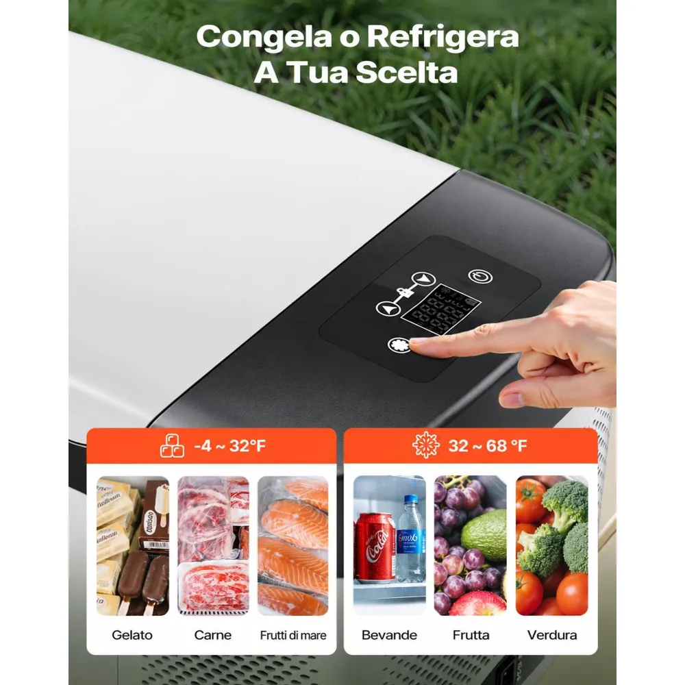 VEVOR Frigorifero Elettrico Portatile per Auto 15 L, Mini Compressore Elettrico  CC 12 V 24 V con Modalità Freddo e Caldo Controllo Tramite App, Design Compatto e Antiurto, per Camper Camion Barca