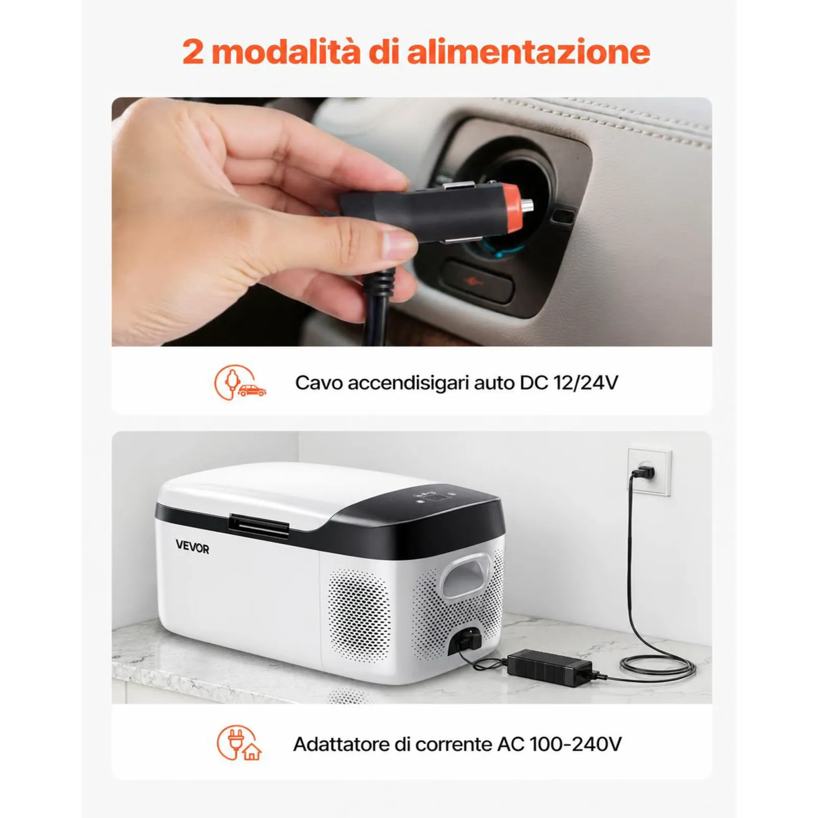 VEVOR Frigorifero Elettrico Portatile per Auto 15 L, Mini Compressore Elettrico  CC 12 V 24 V con Modalità Freddo e Caldo Controllo Tramite App, Design Compatto e Antiurto, per Camper Camion Barca