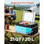 VEVOR Frigorifero Elettrico Portatile per Auto 20 L, Mini Frigo Portatile per Auto, Funzionamento CC 12 V 24 V, CA da 100 V a 240 V, Temperatura Regolabile da -20 °C a 20 °C, per Camper Viaggio Barca