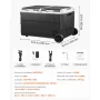 VEVOR Frigorifero per Auto Portatile 70 W con Ruote, Frigo Portatile da Auto Camper per Viaggio Campeggio Picnic BBQ Capienza ca. 95 Litri, Doppia Zona, Frigorifero con Ruote Maniglia a Compressore