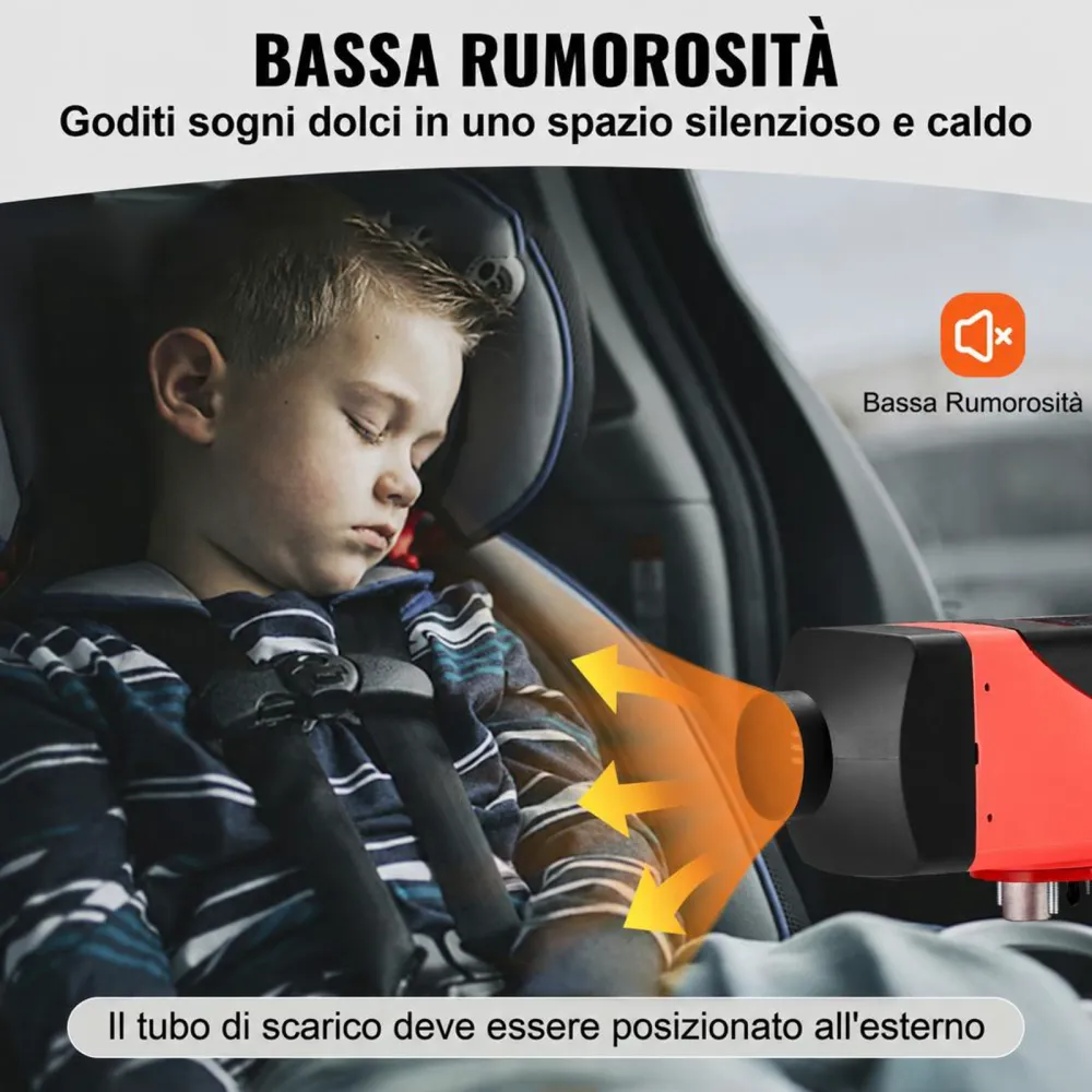 VEVOR Riscaldatore ad Aria Diesel 12V 2KW Riscaldatore Diesel da Parcheggio a Carburante con Silenziatore Serbatoio da 10 Litri, Interruttore LCD per Auto, Autobus, Camper, Camion