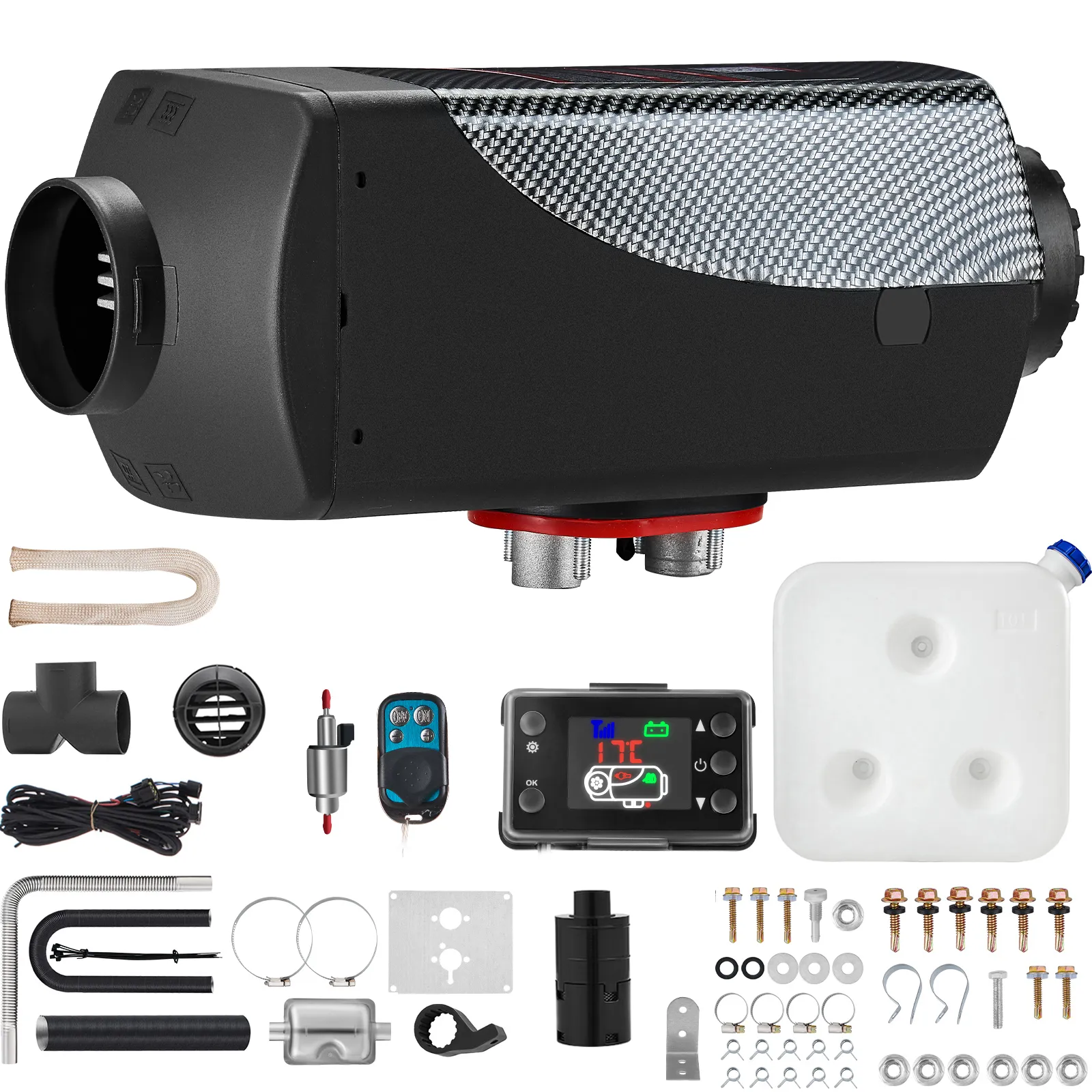VEVOR Riscaldatore ad Aria Diesel da Parcheggio Riscaldatore per Auto 12V 5-8KW a Carburante con Interruttore LCD con Telecomando e Kit di Accessori per Camion Roulotte Camper Autobus