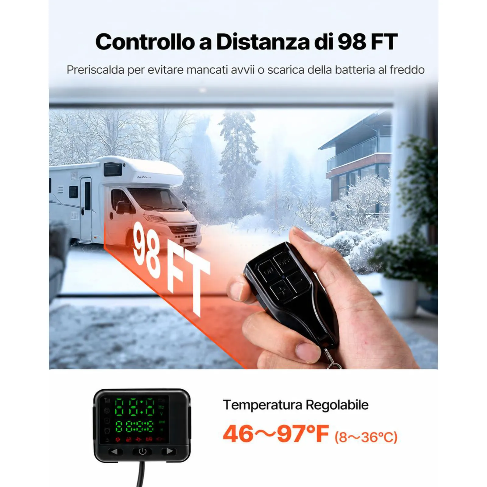 VEVOR Riscaldatore d'Aria Diesel, 12-24V 5-8KW, Riscaldamento Rapido con Telecomando e Display Digitale, Serbatoio del Carburante da 10 L, Silenzioso, Annuncio Vocale, per Camper, Camion