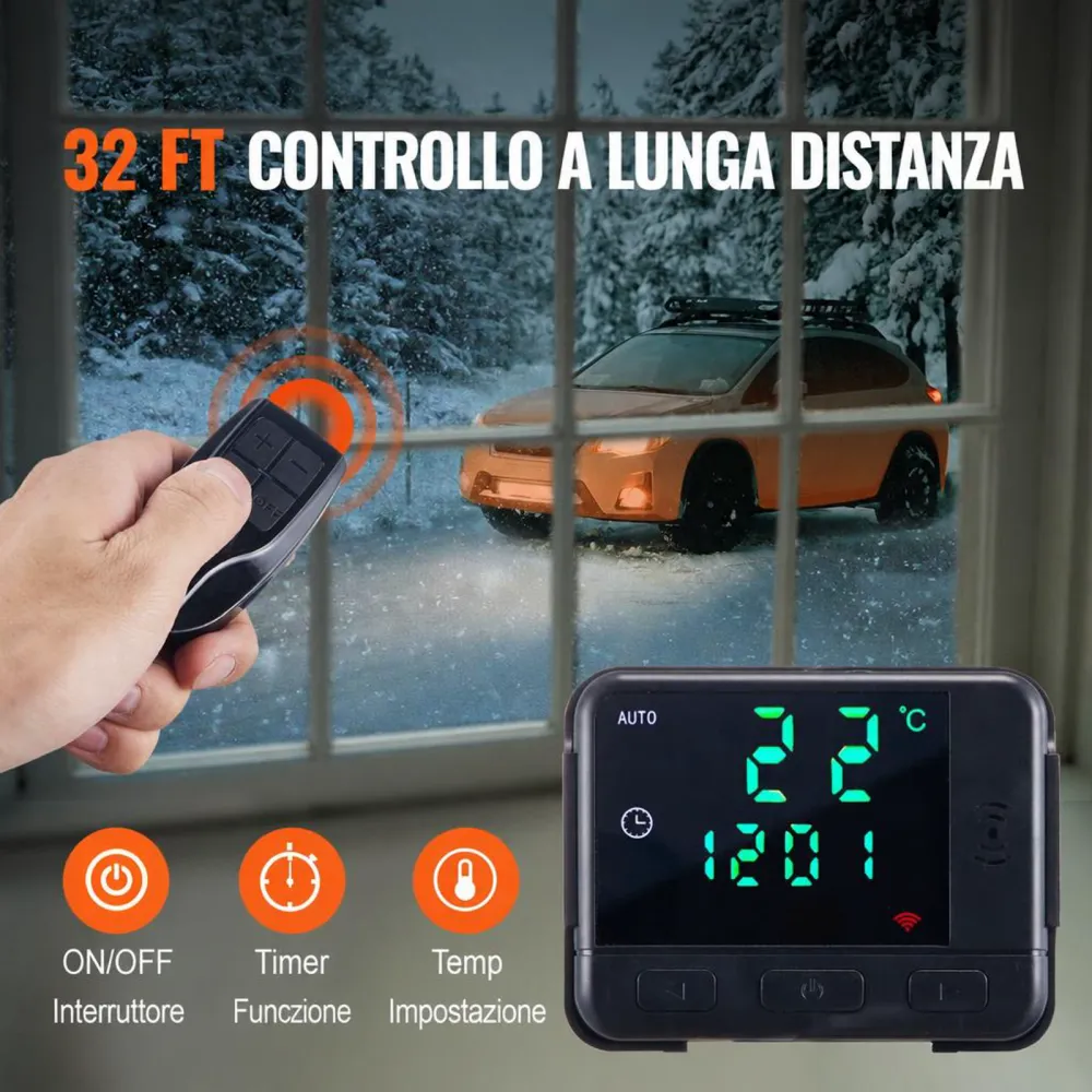 VEVOR Riscaldatore d'Aria Diesel All-in-One per Auto Camper Camion RV 12V 5-8KW Temperatura Regolabile 8℃-36℃ Controllo Bluetooth, Riscaldatore da Parcheggio per Auto Consumo di Carburante 0,16-0,62L/h