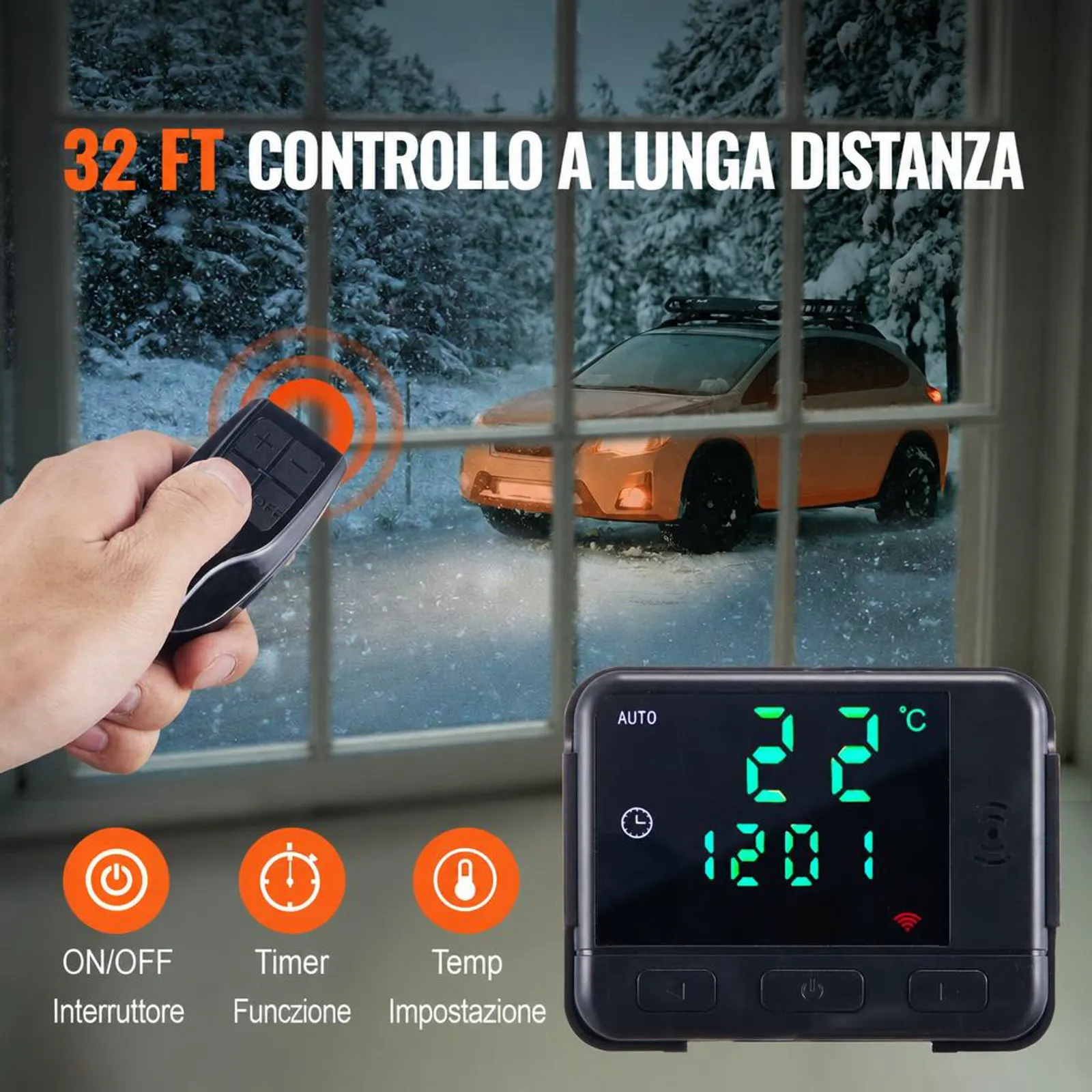 VEVOR Riscaldatore d'Aria Diesel All-in-One per Auto Camper Camion RV 12V 5-8KW Temperatura Regolabile 8℃-36℃ Controllo Bluetooth, Riscaldatore da Parcheggio per Auto Consumo di Carburante 0,16-0,62L/h
