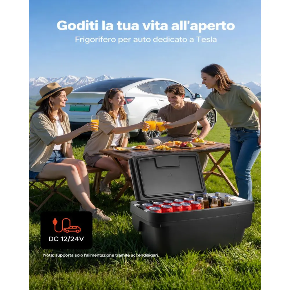 VEVOR Frigorifero a Compressore per Auto, Frigorifero 35L Compatibile per Tesla Model Y Congelatore Portatile Controllo APP 12V/24V DC, da -22℃ a 10℃, Frigo Elettrico Congelatore per Campeggio