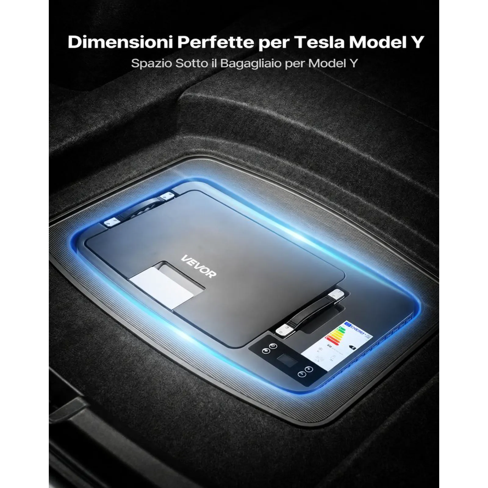 VEVOR Frigorifero a Compressore per Auto, Frigorifero 35L Compatibile per Tesla Model Y Congelatore Portatile Controllo APP 12V/24V DC, da -22℃ a 10℃, Frigo Elettrico Congelatore per Campeggio
