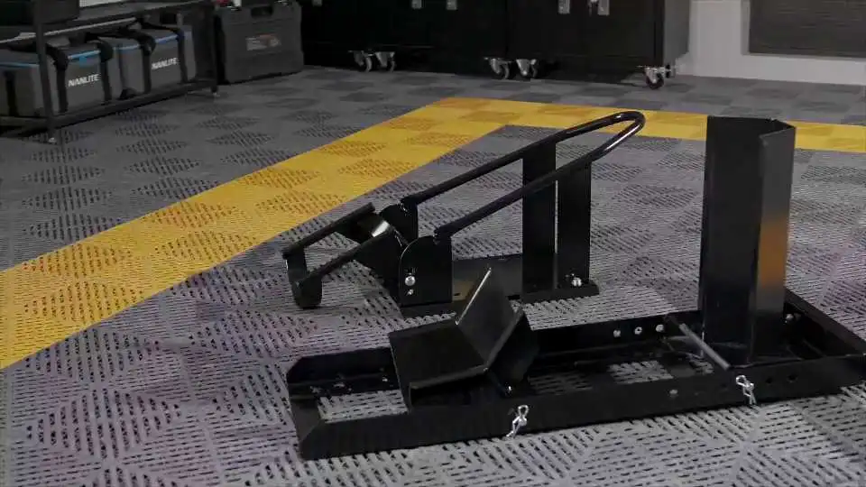 Step-by-step demonstration of the VEVOR Motorcycle Front Wheel Chock ensuring safe parking and reliable bike support
