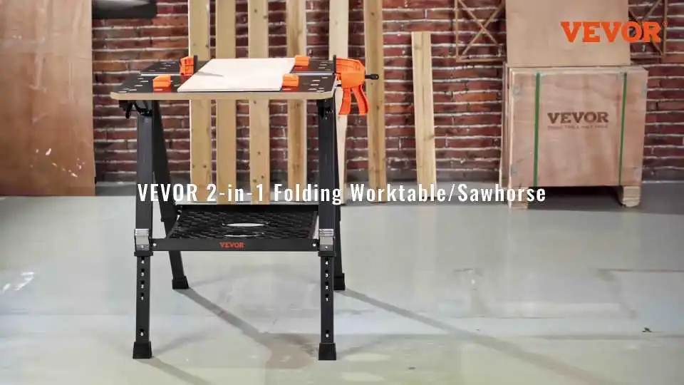 Guarda come il banco da lavoro pieghevole portatile VEVOR trasforma qualsiasi spazio di lavoro con stabilità, portabilità e installazione senza sforzo