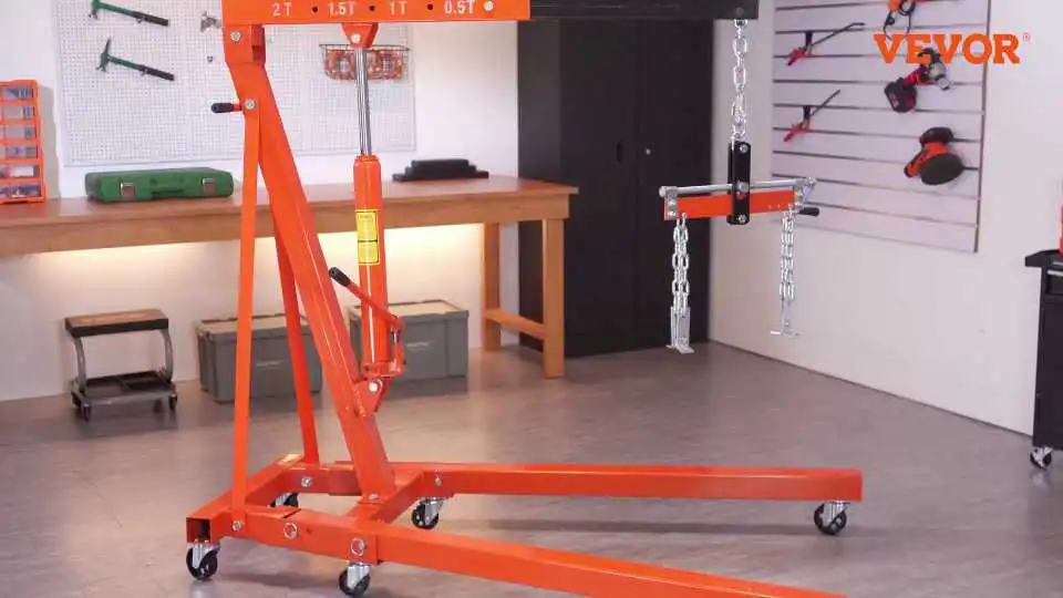 VEVOR Hydraulic Engine Hoist – Heavy-Duty 2 Ton/4400 LBS Cherry Picker for Auto Repair & Loading