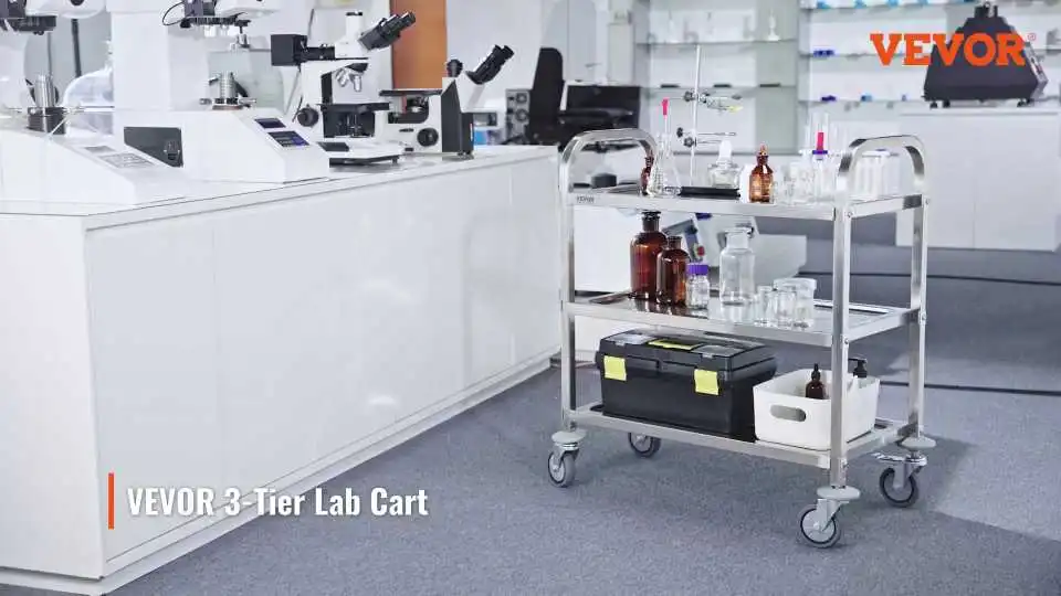 Vevor Stainless Steel Medical Cart – 2-Layer Utility Trolley with Drawer & 360° Silent Wheels