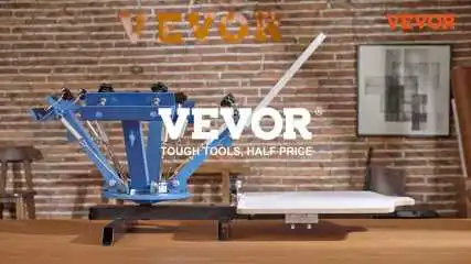 Vea la configuración completa de VEVOR: montaje, alineación y rotación de una máquina de serigrafía de camisetas de 4 colores y 4 estaciones.