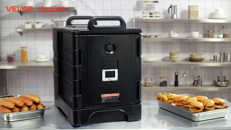 Watch How the VEVOR Insulated Food Pan Carrier Keeps Food Hot or Cold, Offers Large Capacity, and Provides Easy, Safe Transport