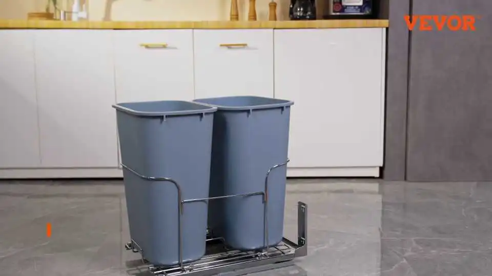 VEVOR Pull Out Trash Can Cabinet Video Step-by-Step Guide and Features