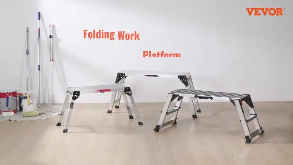 Plataforma de trabajo plegable VEVOR – Capacidad de 660 libras con pies antideslizantes para una limpieza, pintura y decoración seguras y fáciles.