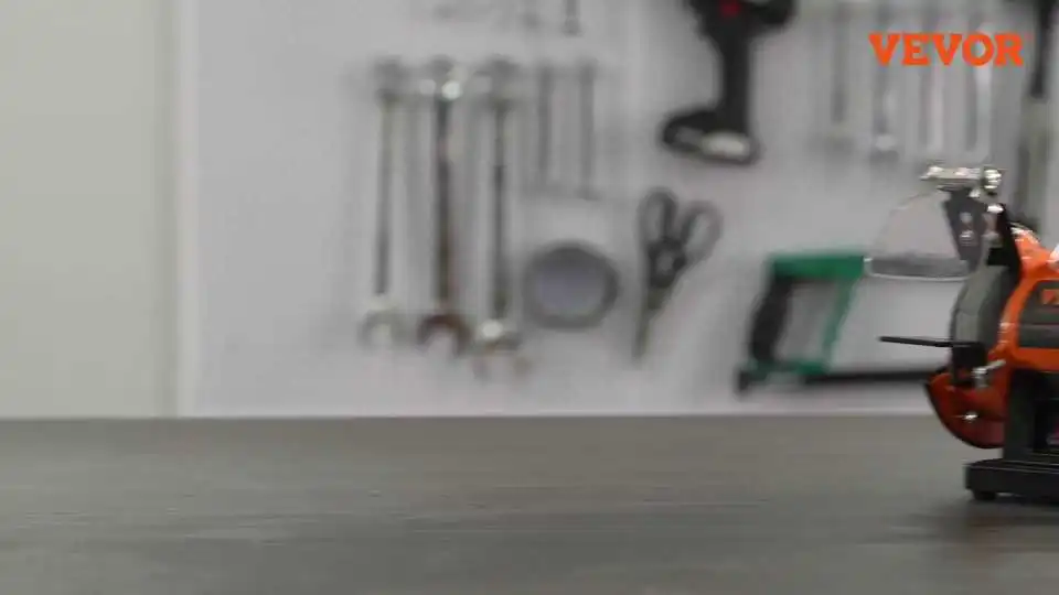 Vídeo de demostración de la pulidora de banco VEVOR: Pulidora de 8 pulgadas con motor de 3/4 HP y 3600 RPM, robusta y de sobremesa.