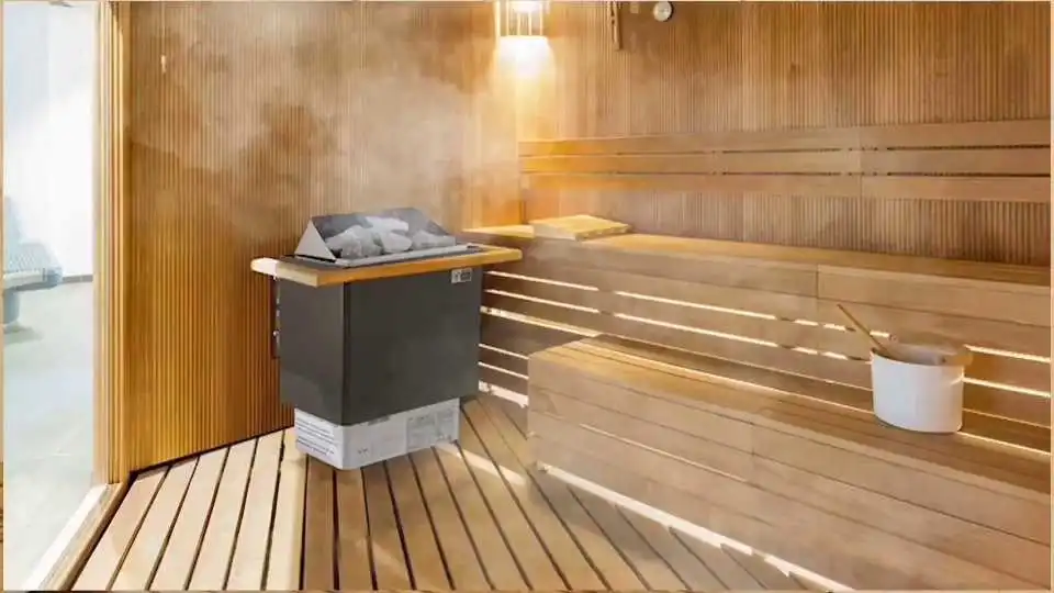 Vea cómo el calentador eléctrico para sauna VEVOR proporciona un calor seco constante para relajantes sesiones de sauna en hogares, spas y centros de bienestar.
