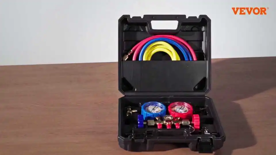 Configuración del manómetro VEVOR AC: Conexión, lectura y recarga — Guía paso a paso