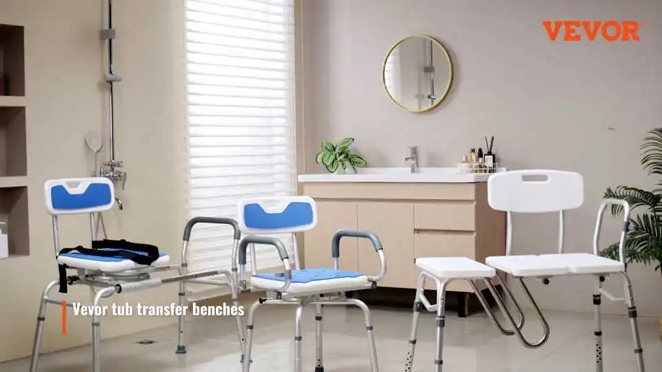 Panca scorrevole per il trasferimento da bagno VEVOR - Video dimostrativo di questa panca girevole a 360° per la doccia, ideale per anziani e infortunati. Una panca resistente con seduta antiscivolo, elevata capacità di carico e molto altro.