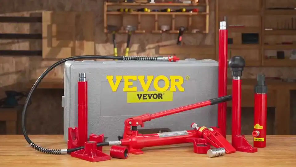 VEVOR Autoreparatur-Werkzeugset – Videodemonstration der Verwendung des 12-Tonnen-Hydraulikwagenhebers mit langem Griff und tragbarem Design für mehr Benutzerfreundlichkeit