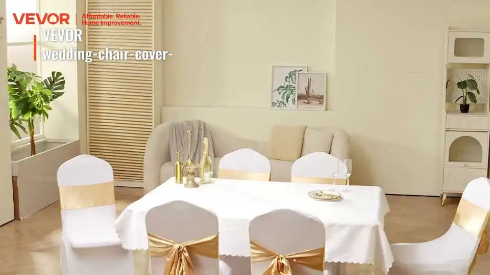 Watch how VEVOR folding chair covers instantly upgrade event seating with a sleek stretch fit, easy setup, and elegant all-white design.
