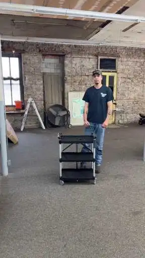 Watch the VEVOR Foldable Utility Cart with 3 Spacious Shelves, Smooth Wheels, and Heavy-Duty Build Organize Tools Efficiently in Real Use
