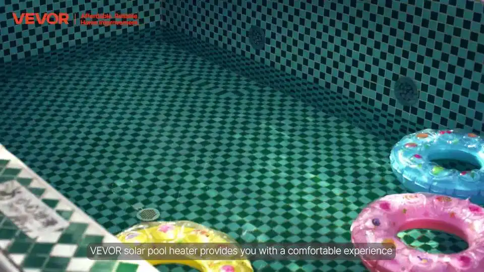 Vea el calentador solar para piscinas elevadas VEVOR: una solución de calefacción para piscinas fácil, duradera y ecológica.