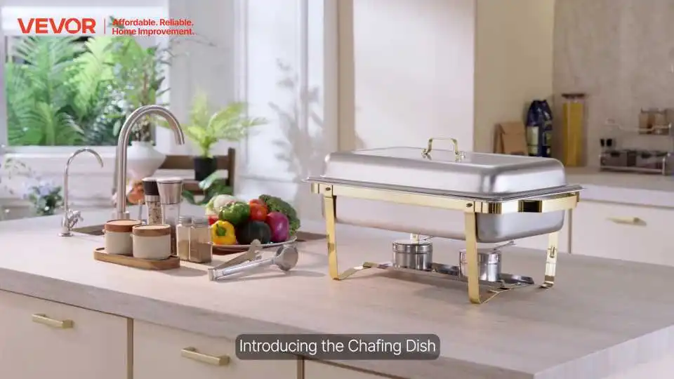 VEVOR 4-Quart-Rechteck-Chafing-Dish-Set mit Rolldeckel – Perfekt für Buffets und Catering-Veranstaltungen