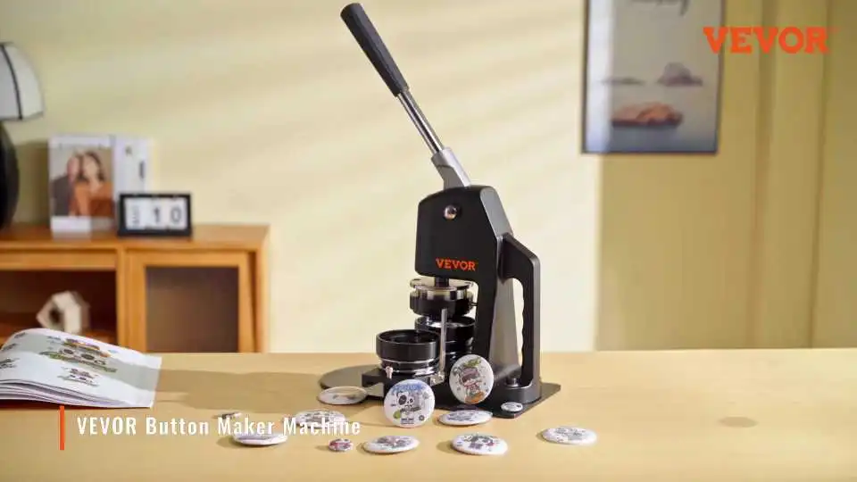 Vea cómo la máquina de impresión de botones VEVOR crea insignias personalizadas con precisión profesional y un funcionamiento automático sin esfuerzo.