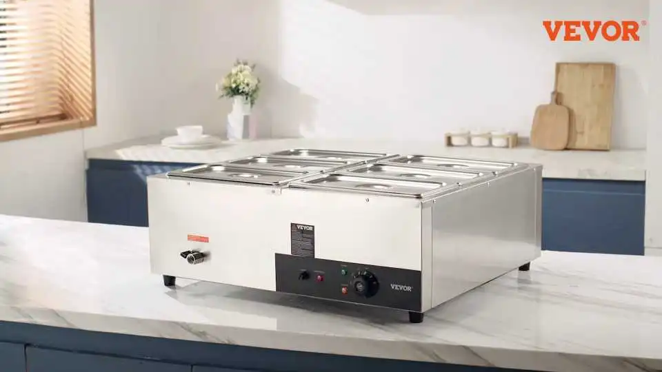Watch How the VEVOR Soup Warmer Electric Keeps Soups Perfectly Hot for Restaurants, Catering, and Buffet Service