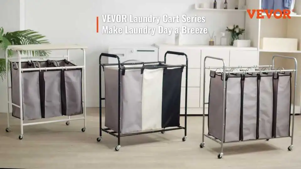 VEVOR Laundry Sorter Rolling Cart - A Step-by-Step Guide On Assembling this 3 Section Laundry Basket Sorter With Steel Frames And Comfortable Foam Handles