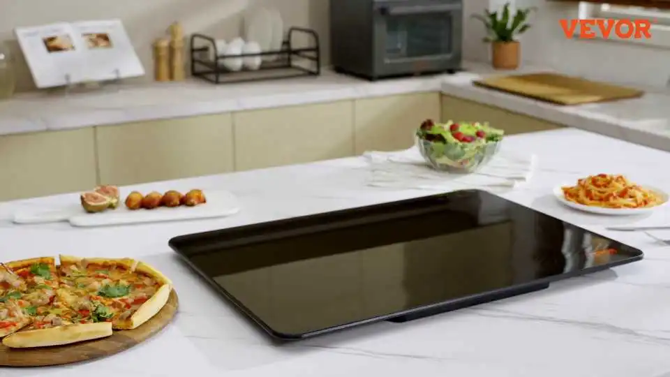 Vea cómo la bandeja calentadora eléctrica VEVOR mantiene los alimentos calientes y deliciosos para fiestas, bufés y uso diario.