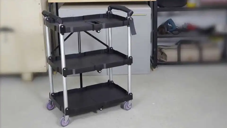 VEVOR Collapsible Utility Cart with Wheels Demonstration — Easy Setup & Compact Storage