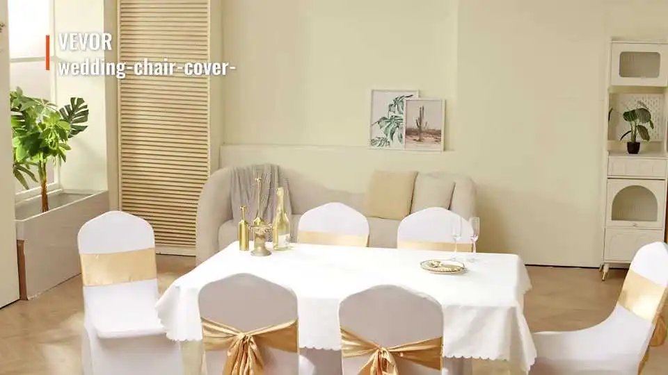 Vea cómo las fundas para sillas VEVOR Spandex mejoran instantáneamente las sillas plegables con un ajuste perfecto, una apariencia elegante y una instalación rápida para cualquier evento.