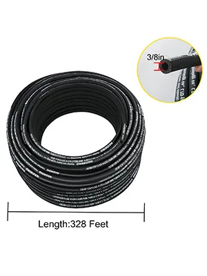 VEVOR hydraulic hose, 3/8 inch diameter, 328 feet long, coiled and ready for use.