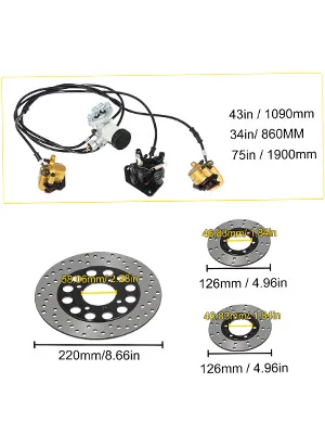 VEVOR go-kart brake master cylinder kit with cables and perforated brake disks.