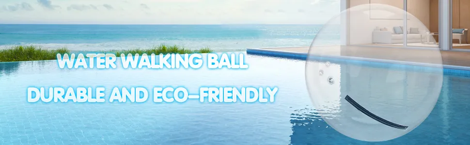 Pelota para caminar sobre el agua VEVOR sobre una piscina serena con fondo de océano, duradera y ecológica.
