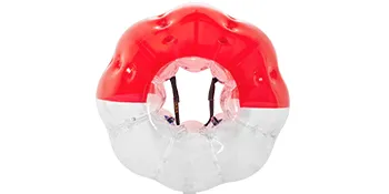Pelota de choque inflable VEVOR roja y blanca con correas de agarre orientadas hacia adelante.