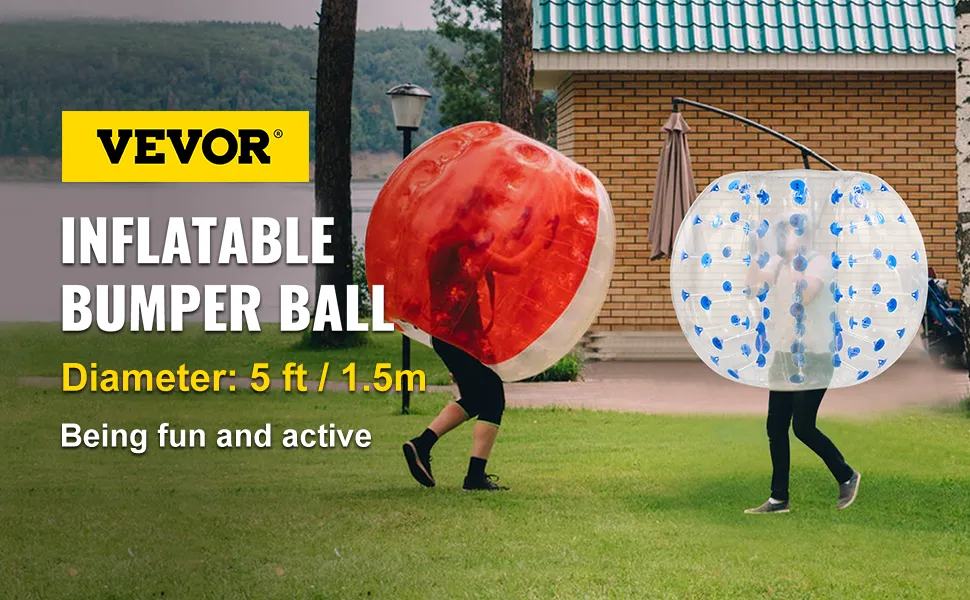 Aufblasbarer Bumper Ball von VEVOR für zwei Personen, die im Freien spielen. Durchmesser: 5 Fuß/1,5 m.