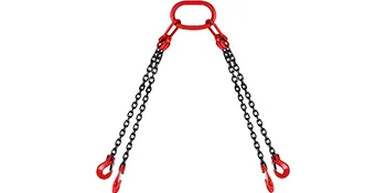 red and black VEVOR engine lift chain with triple-hook design and sturdy build.