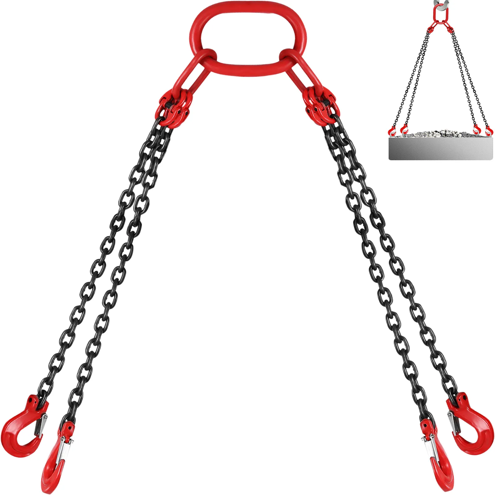 VEVOR engine lift chain with four black chains and red hooks.