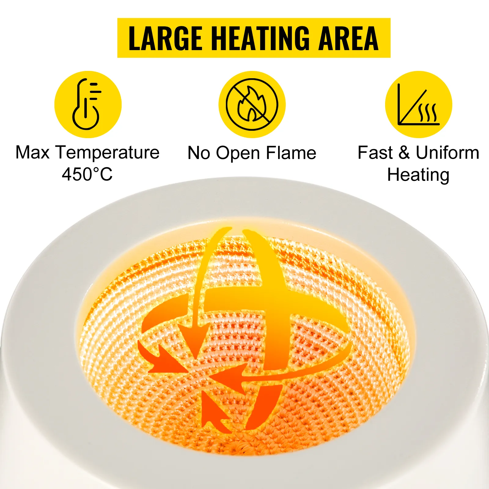 VEVOR verwarmingsmantel 1000ml met groot verwarmingsoppervlak, max. 450°c, geen open vlam.