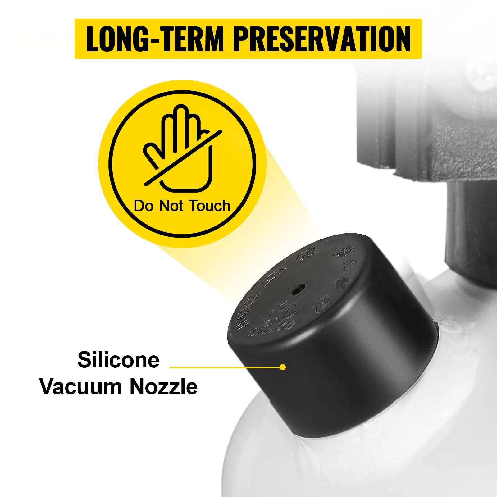 VEVOR liquid nitrogen container with silicone vacuum nozzle for long-term preservation.