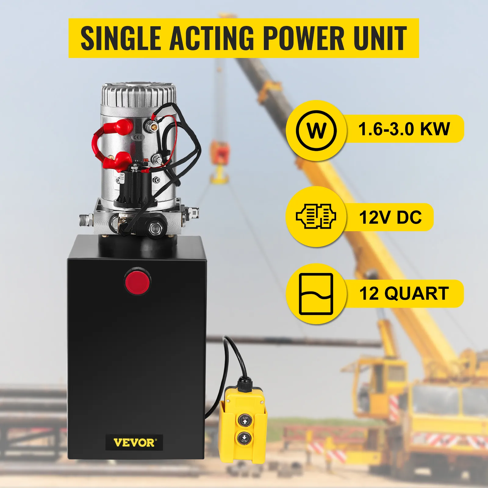 Bomba hidráulica VEVOR con 1,6-3,0 kw, 12 V CC y capacidad de 12 cuartos.