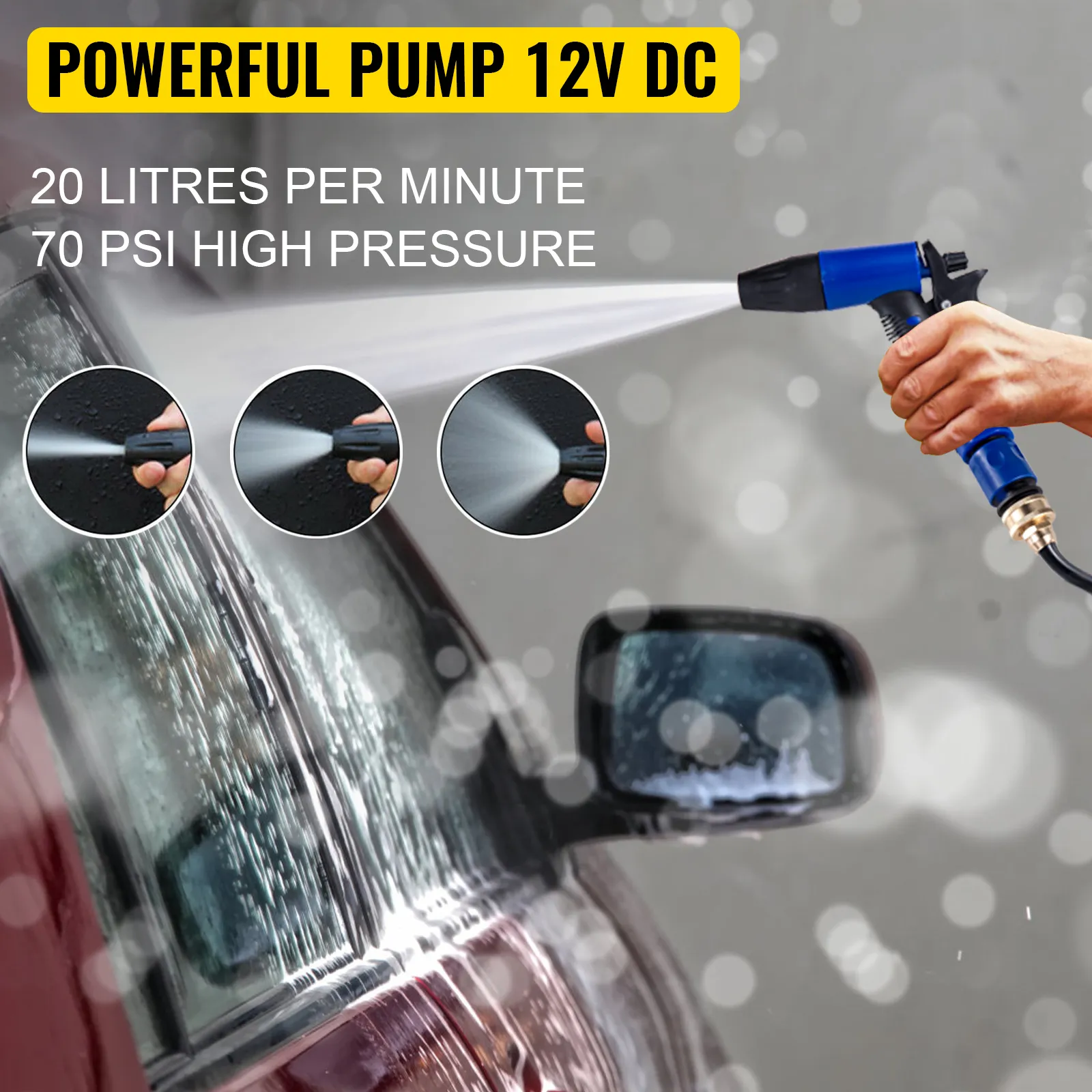 Potente bomba de agua VEVOR rv, 12v dc, 70 psi, 20 litros/minuto, limpieza de un automóvil.