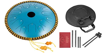 Tambor de lengüeta VEVOR con mazos, estuche de transporte y folleto de instrucciones.