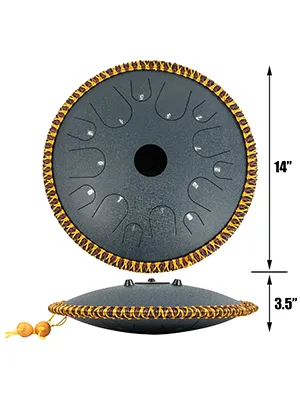 VEVOR tongtrommel, 14 inch diameter, 3,5 inch hoogte, decoratieve rand van touw.